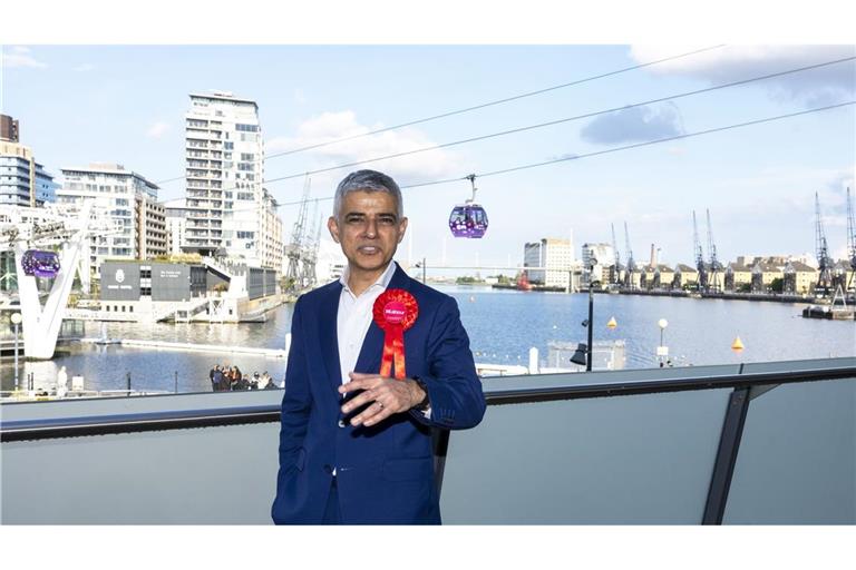 Der Labour-Politiker Sadiq Khan wird in der City Hall in London zum Bürgermeister von London wiedergewählt.