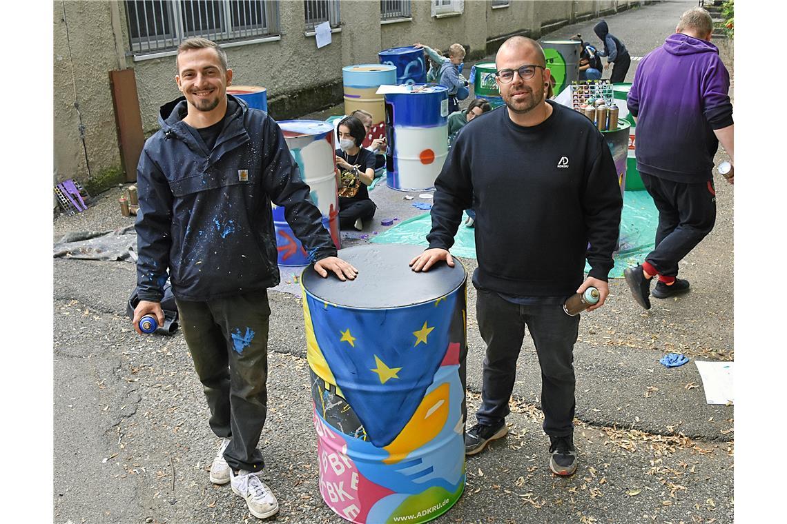 Graffiti-Workshop von ADKRU aus Backnang im Murrpott: Die Kursleiter Thomas Idle...